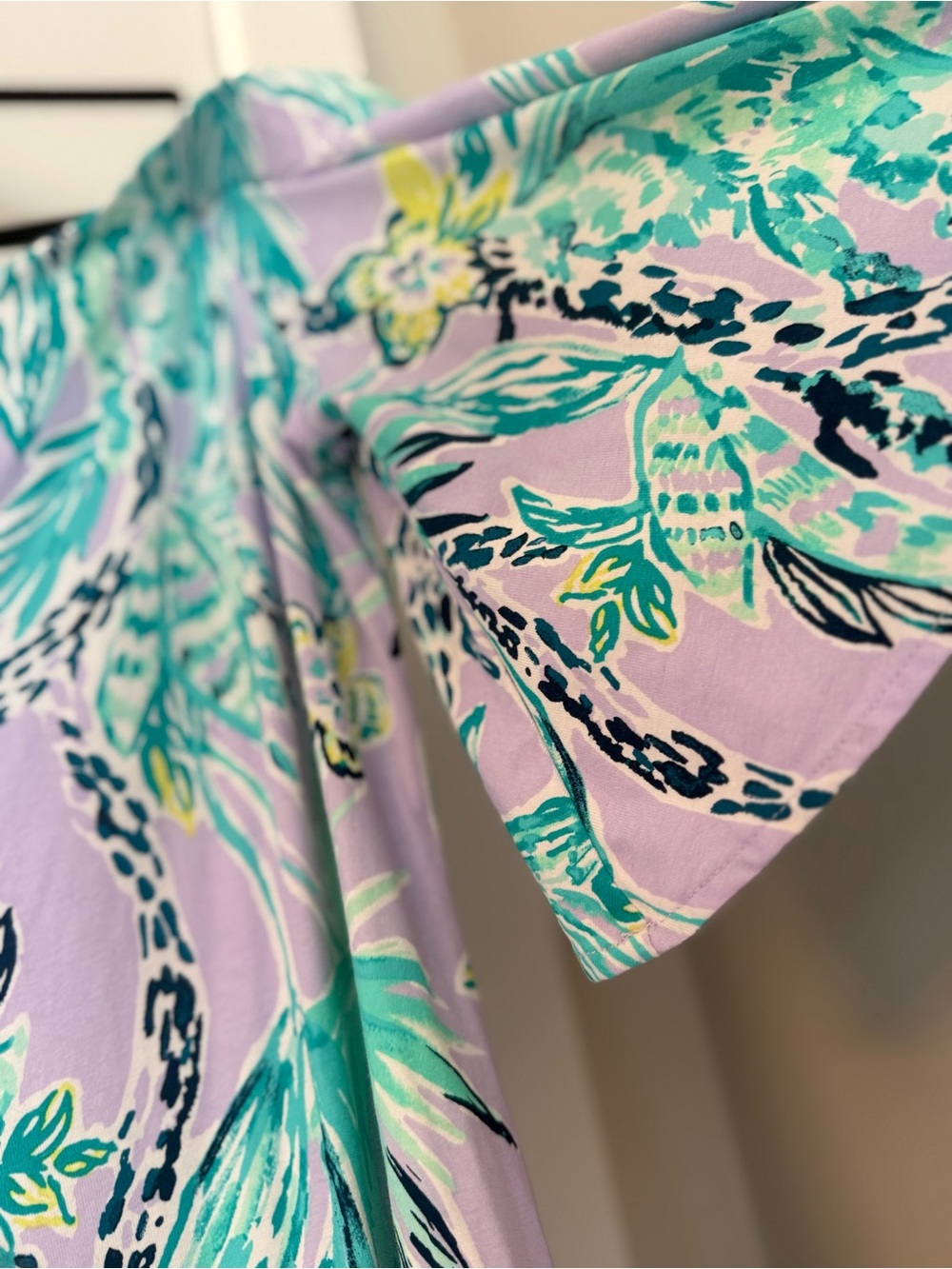 Large - Adorable 🌻 Lilly Pulitzer 🌸Off-Shoulder Dress Like New Lavender/mint - Picture 2 of 7